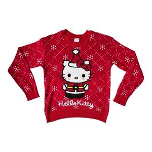 Hello Kitty Christmas Sweater Santa Red L Hybrid Apparel Holiday Knit Preowned